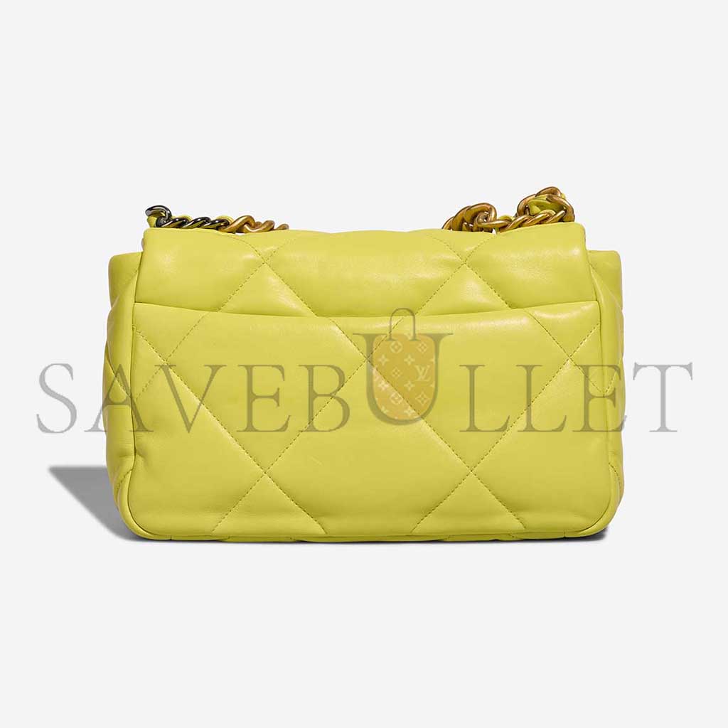 CHANEL 19 FLAP BAG LAMB LIME YELLOW AS1160 (26*16*9cm)